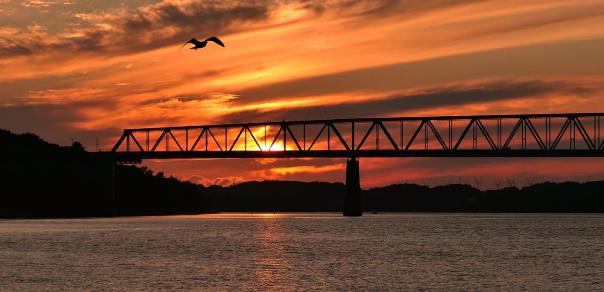Solnedgang over Den Gamle Lillebæltsbro - Middelfart